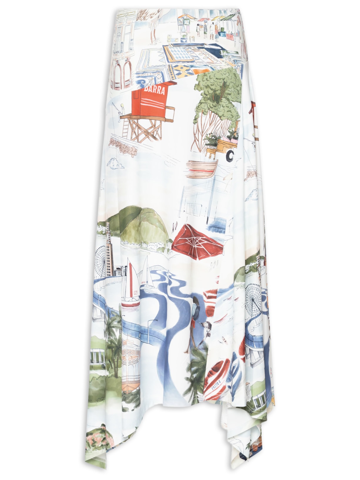 Saia Midi Recorte Encanto Do Rio - Off White