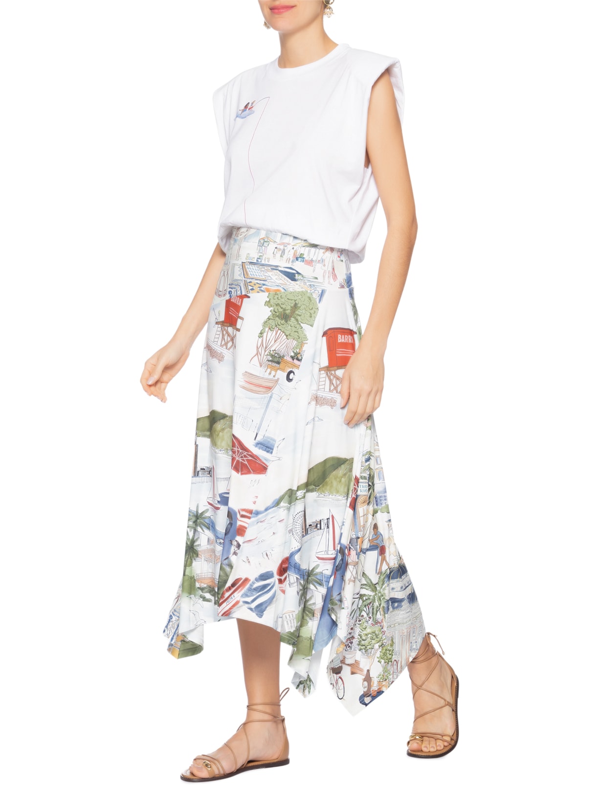 Saia Midi Recorte Encanto Do Rio Off White Farm