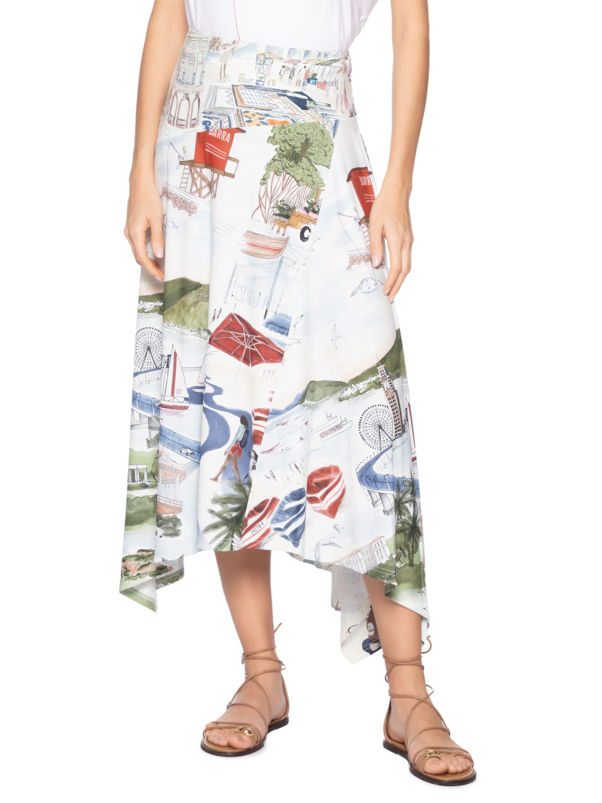 Saia Midi Recorte Encanto Do Rio Off White Farm