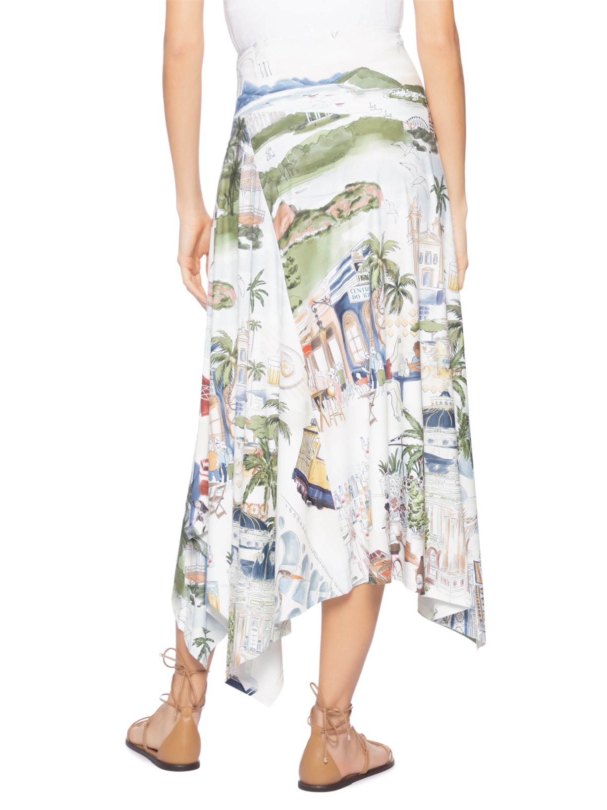 Saia Midi Recorte Encanto Do Rio Off White Farm
