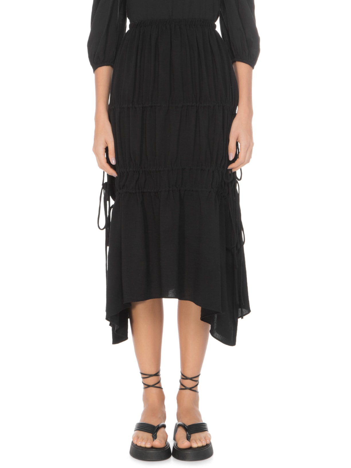 Saia Midi Recortes Com Rolote Preto  '2Essential