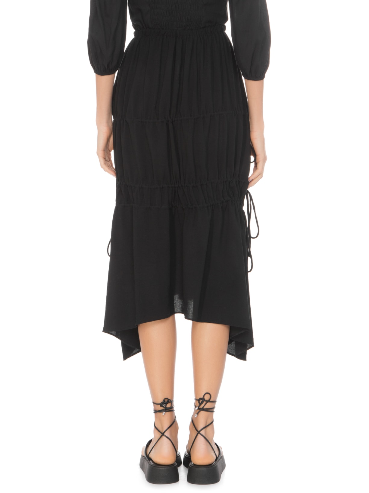 Saia Midi Recortes Com Rolote Preto  '2Essential
