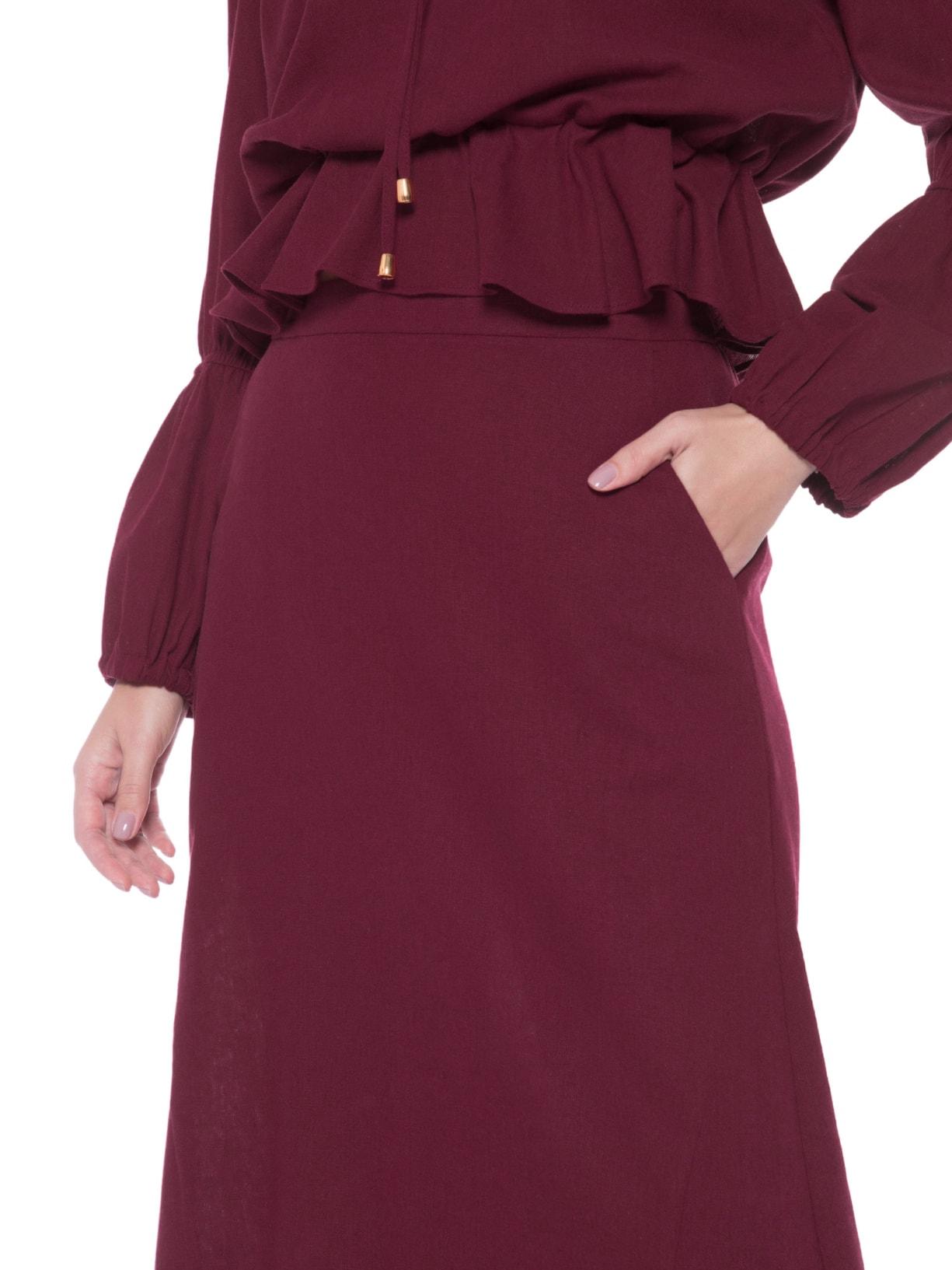 Saia Midi Recortes Vinho '2Essential