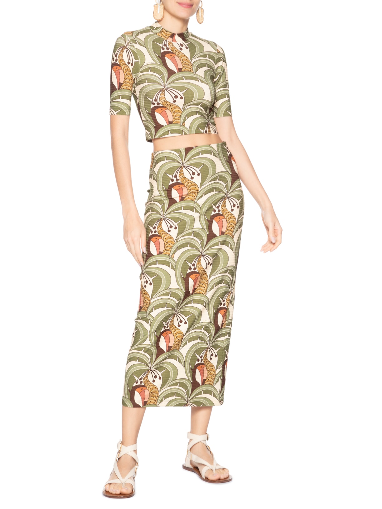 Saia Midi Reta Bananada De Tucano Verde Farm