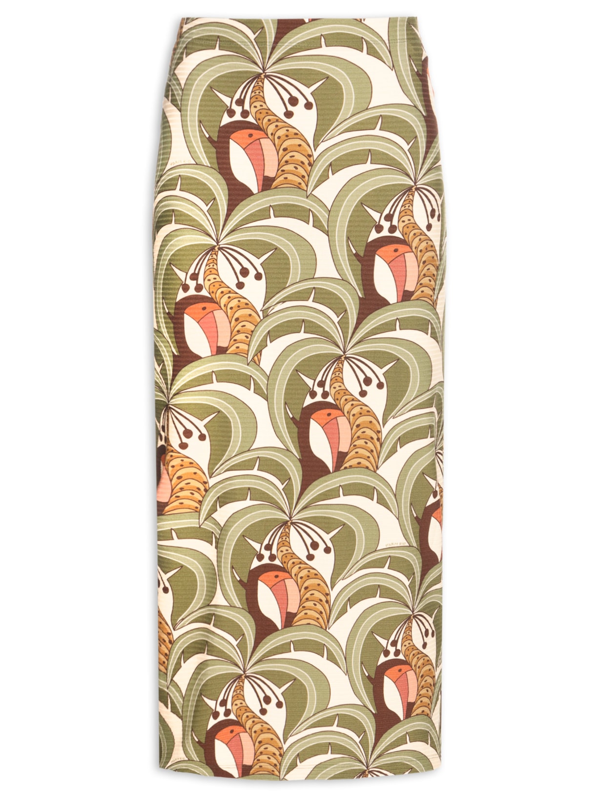 Saia Midi Reta Bananada De Tucano Verde Farm