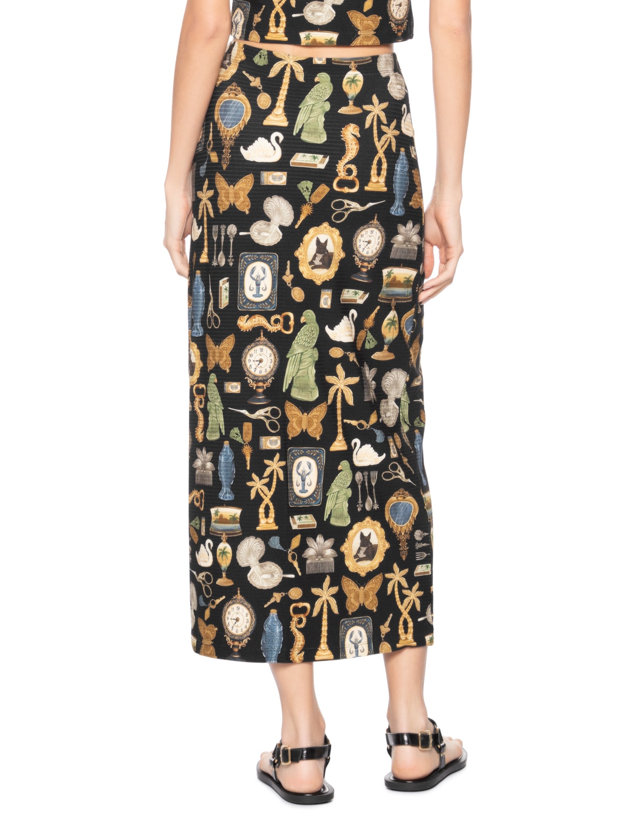 Saia Midi Reta Bibelô Preto Farm