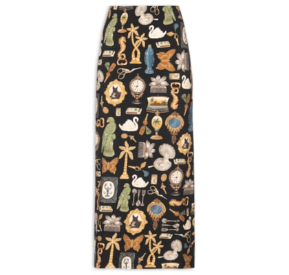 Saia Midi Reta Bibelô - Preto