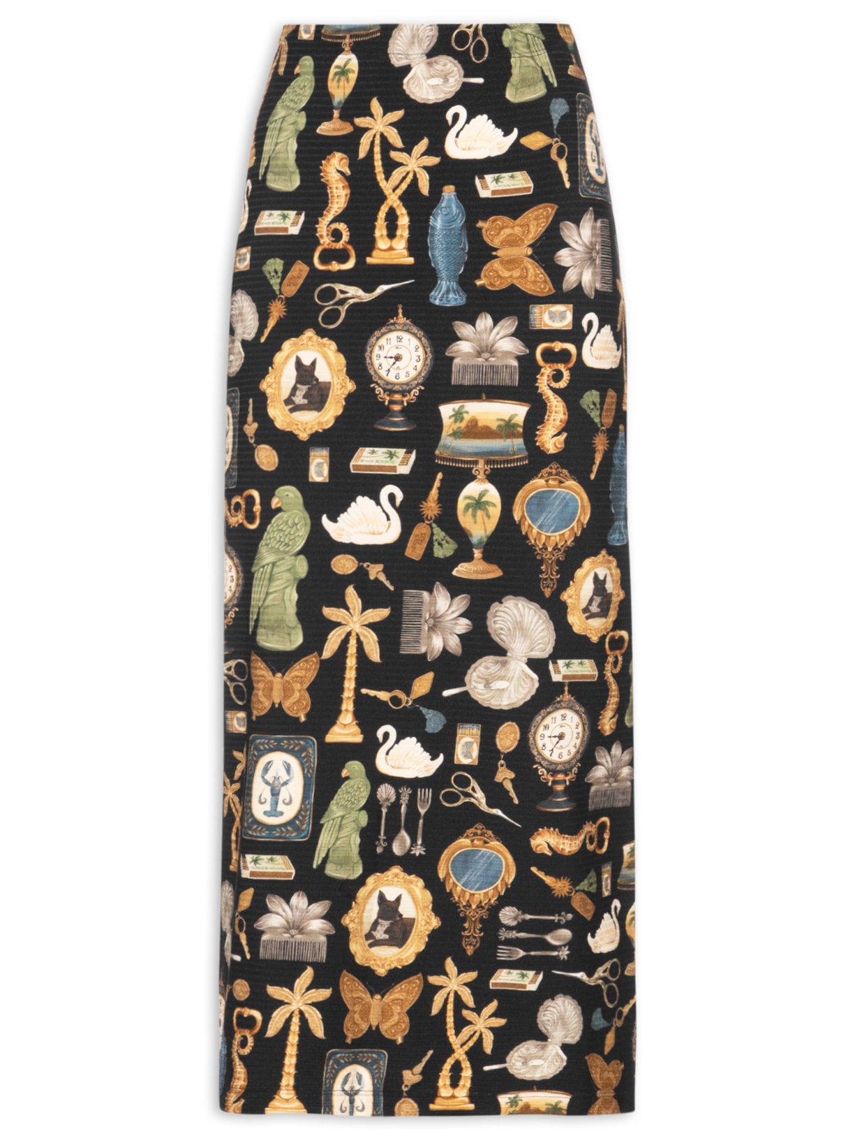 Saia Midi Reta Bibelô - Preto