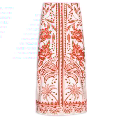 Saia Midi Reta Coqueiro de Flor - Vermelho