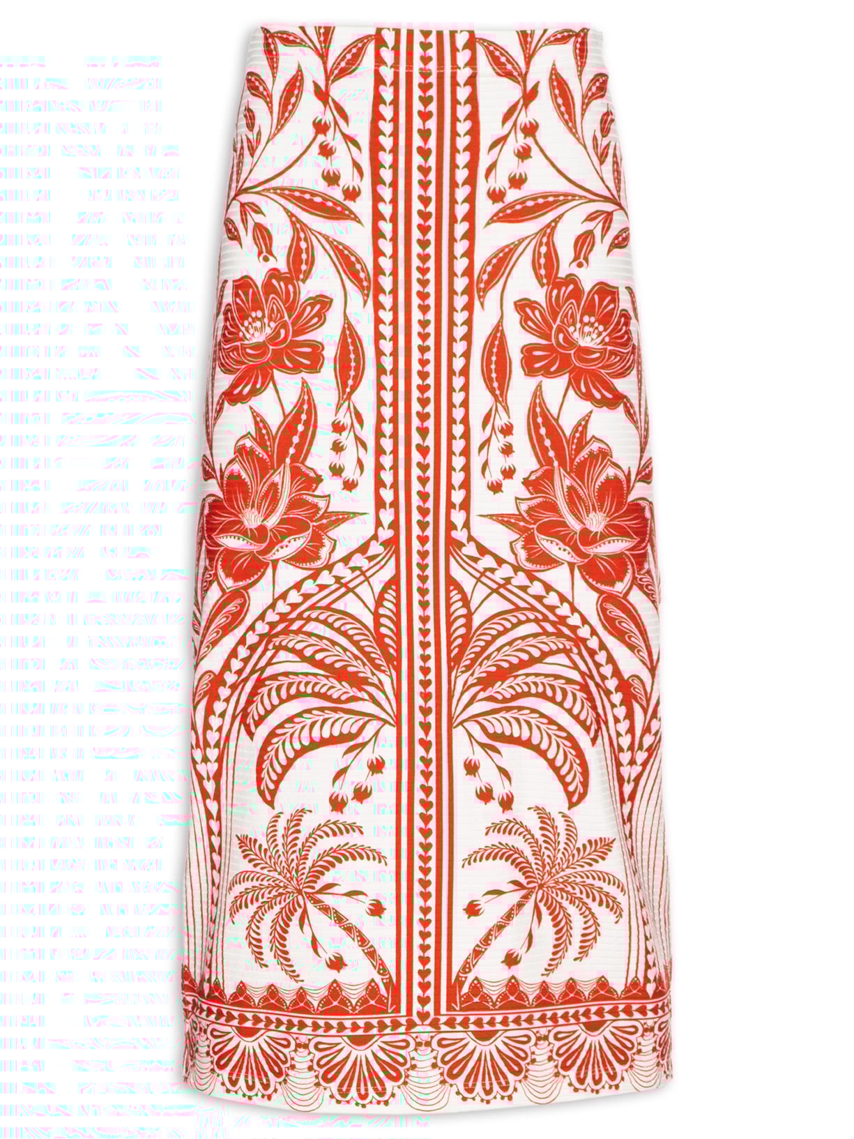 Saia Midi Reta Coqueiro de Flor - Vermelho