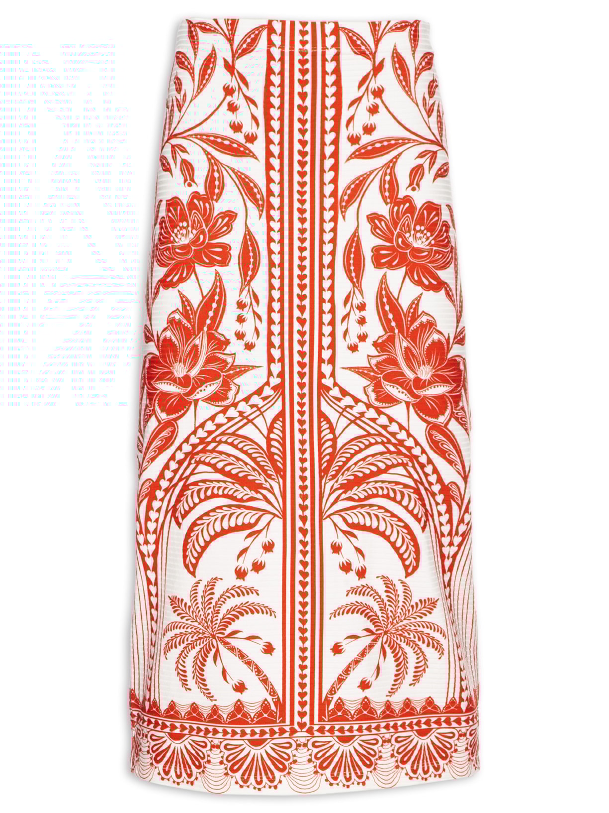 Saia Midi Reta Coqueiro de Flor - Vermelho