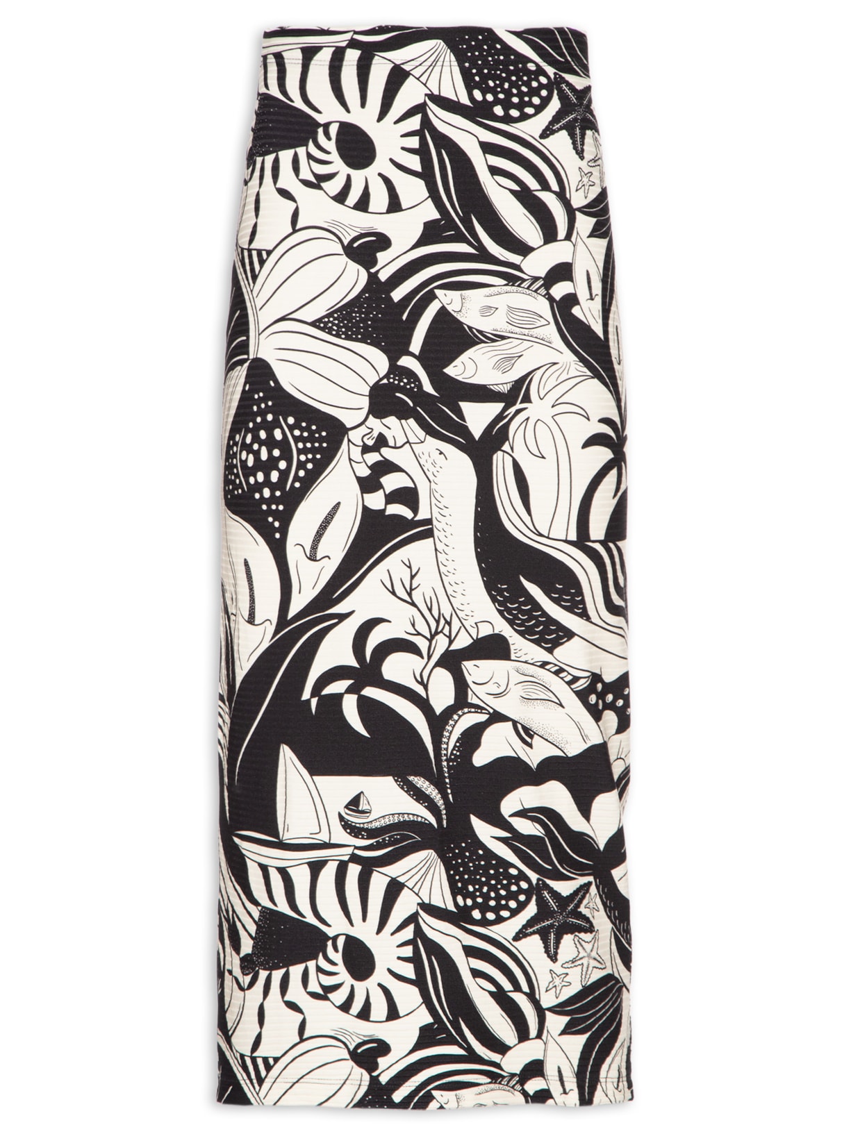 Saia Midi Reta Festa de Mar - Preto