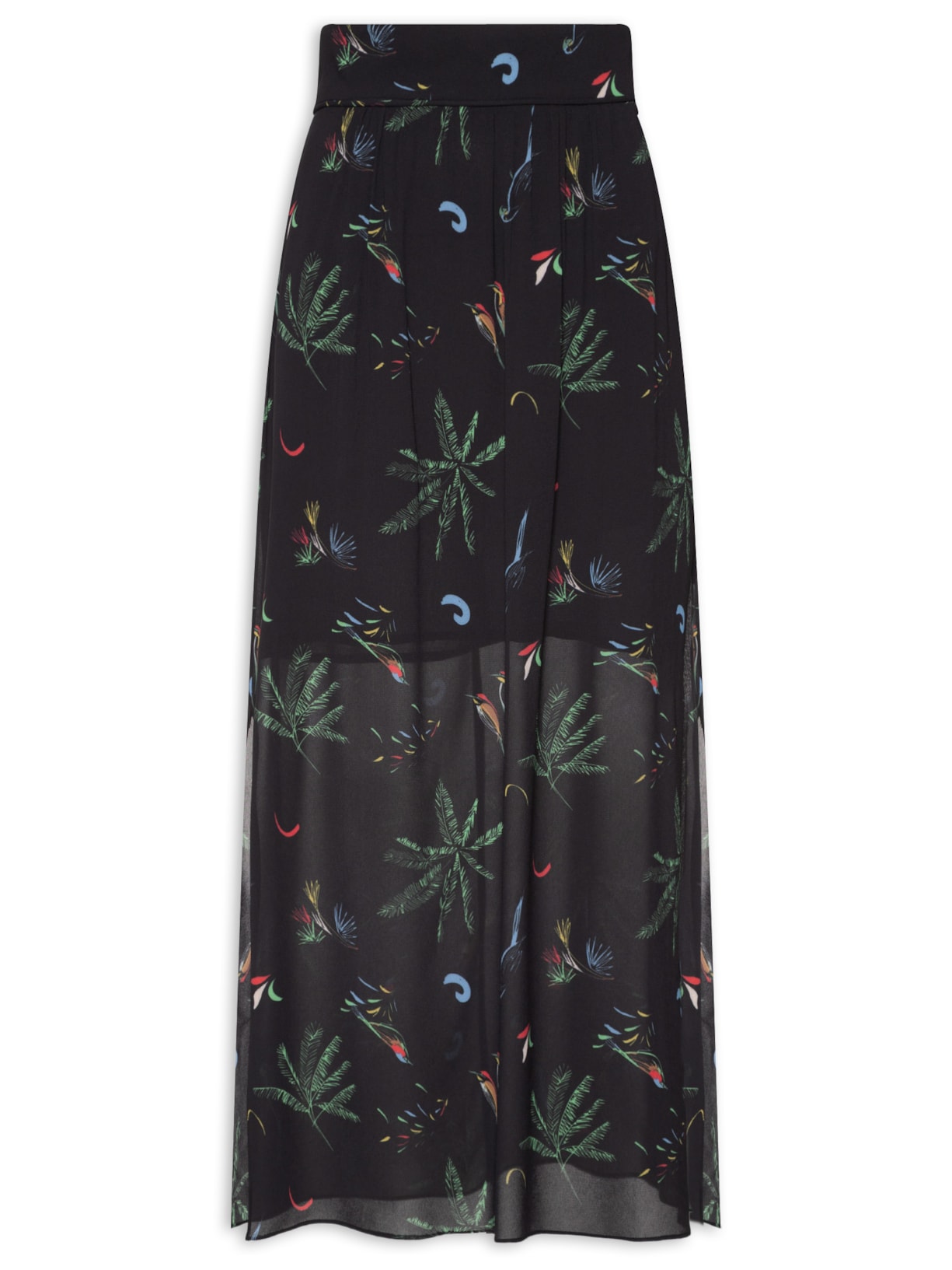 Saia Midi Reta Fig Mata Atlântica - Preto