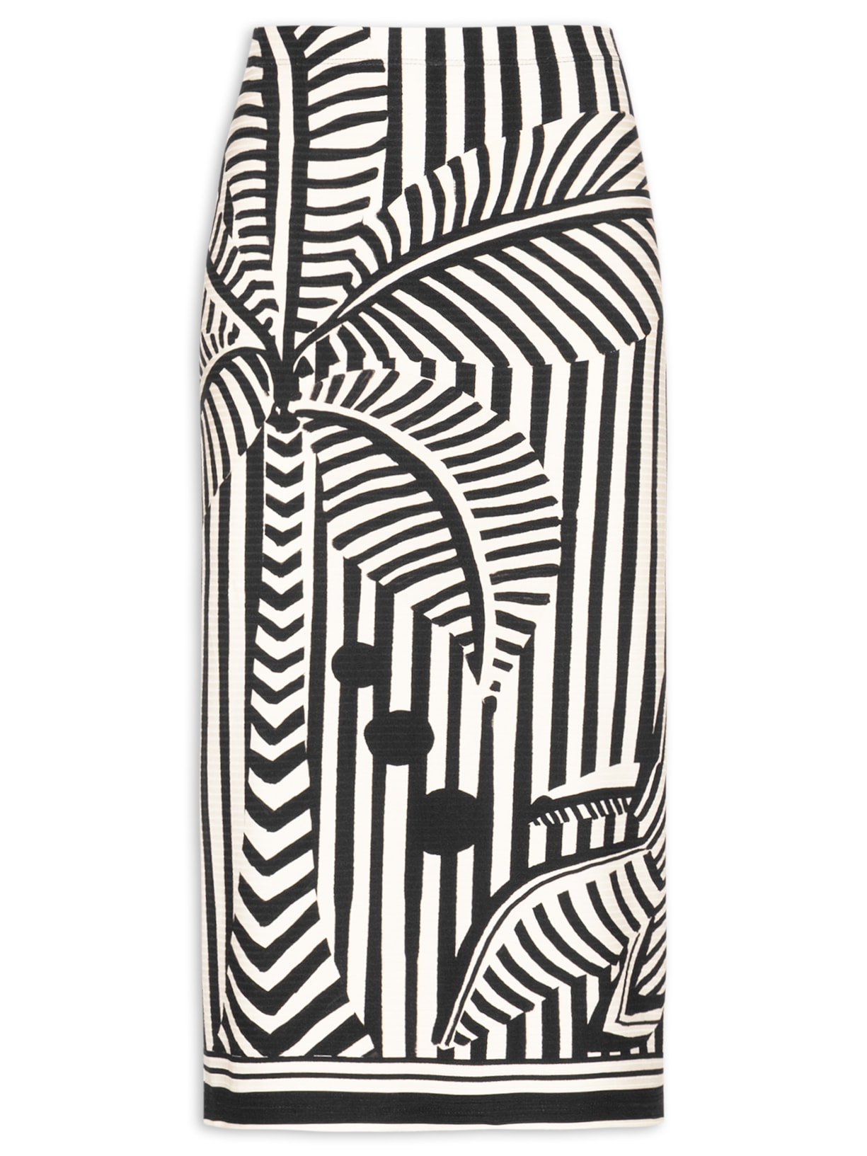 Saia Midi Reta Listra Preta Farm