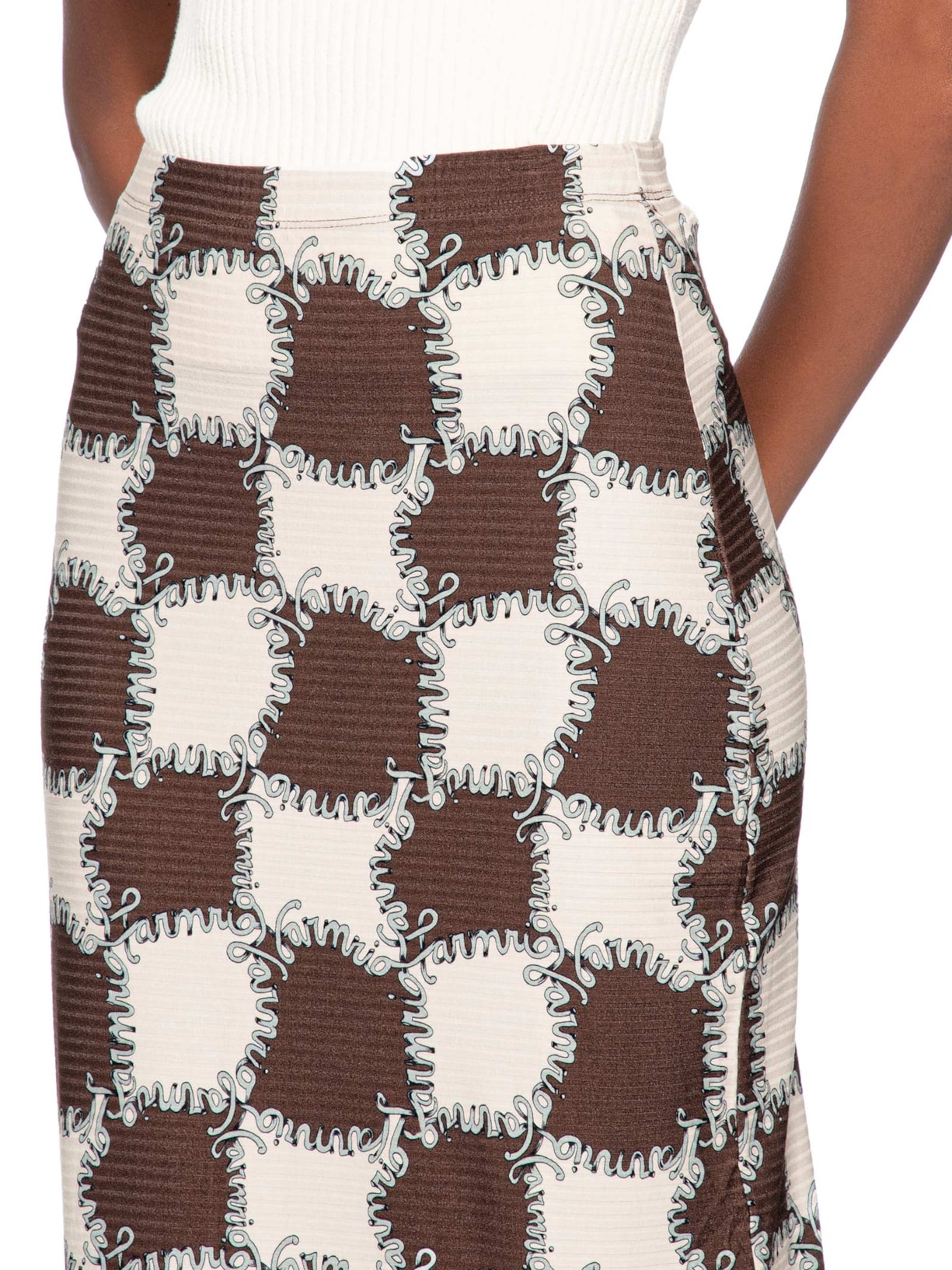 Saia Midi Reta Ritmo Carioca Marrom Farm