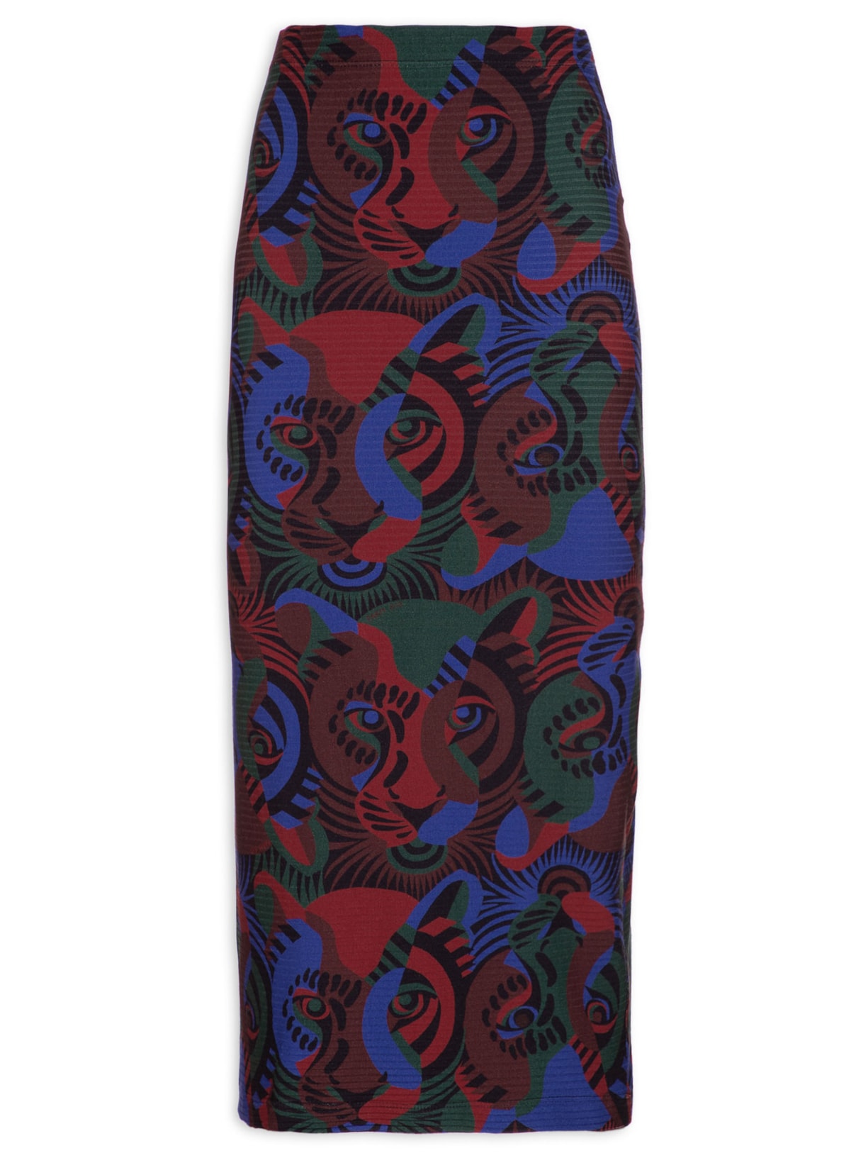 Saia Midi Reta Tigre Da Noite - Preto