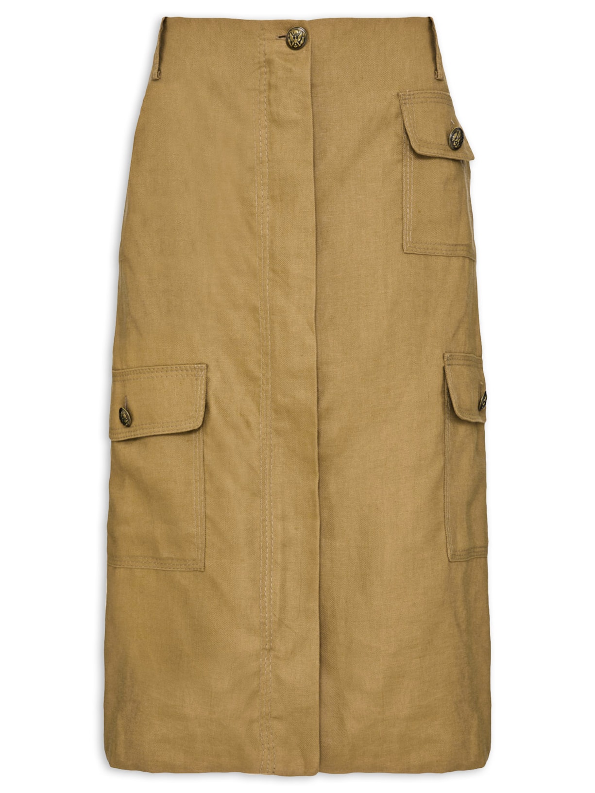 Saia Midi Skin Linen V27 Bege Mixed