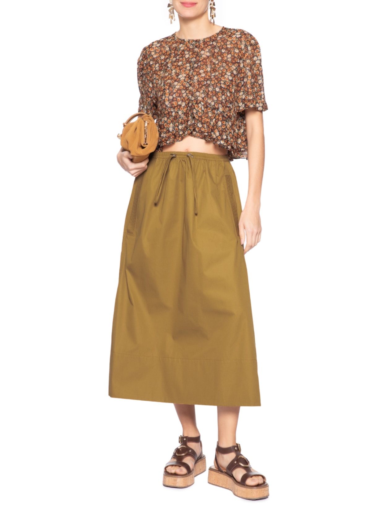 Saia Midi Sports Marrom Animale