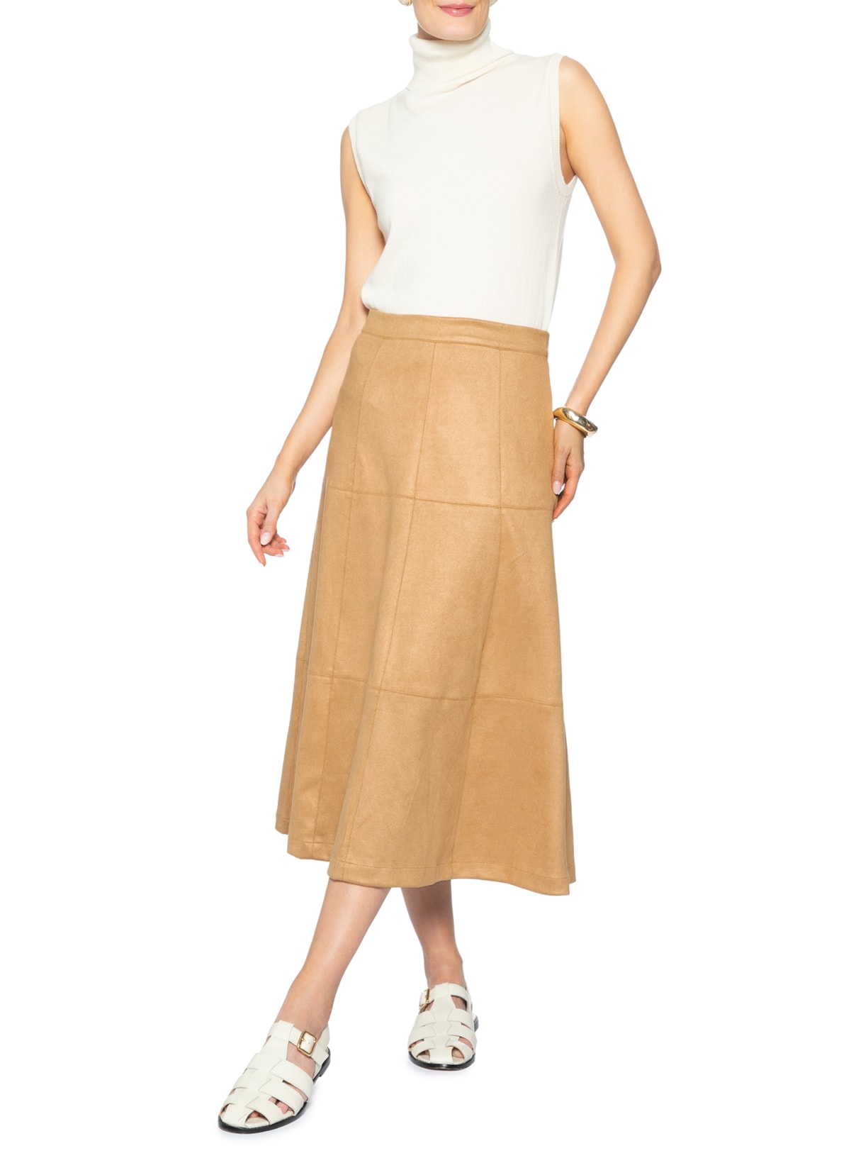 Saia Midi Suede - Bege by BASIQ