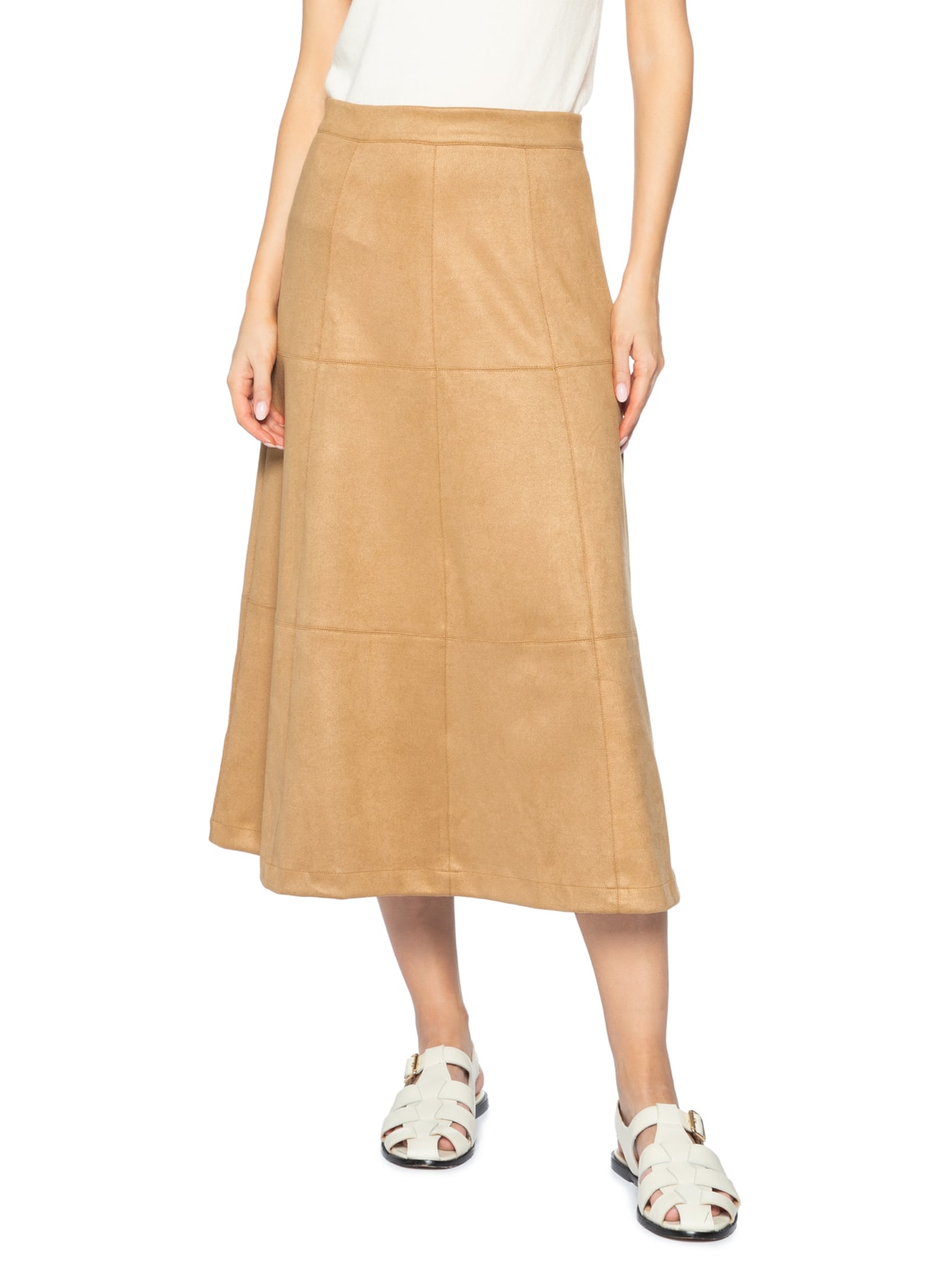 Saia Midi Suede - Bege by BASIQ