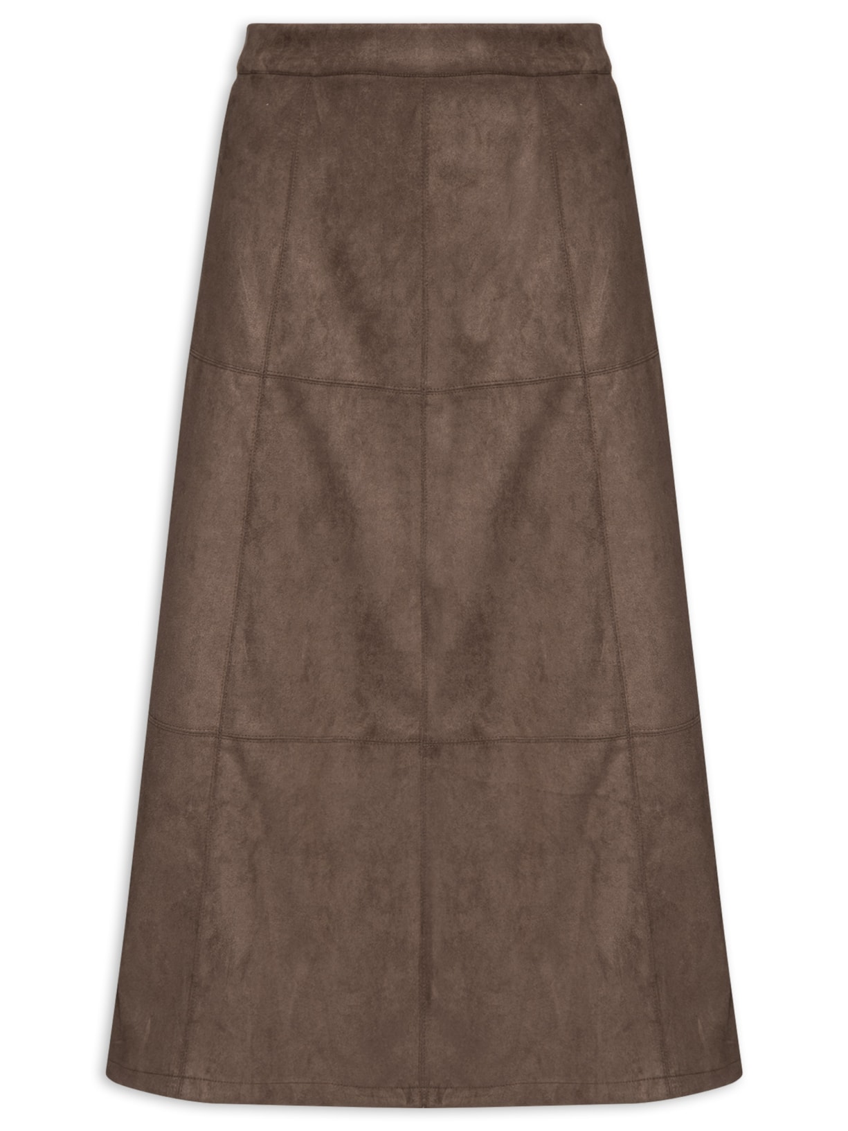 Saia Midi Suede Marrom Basiq