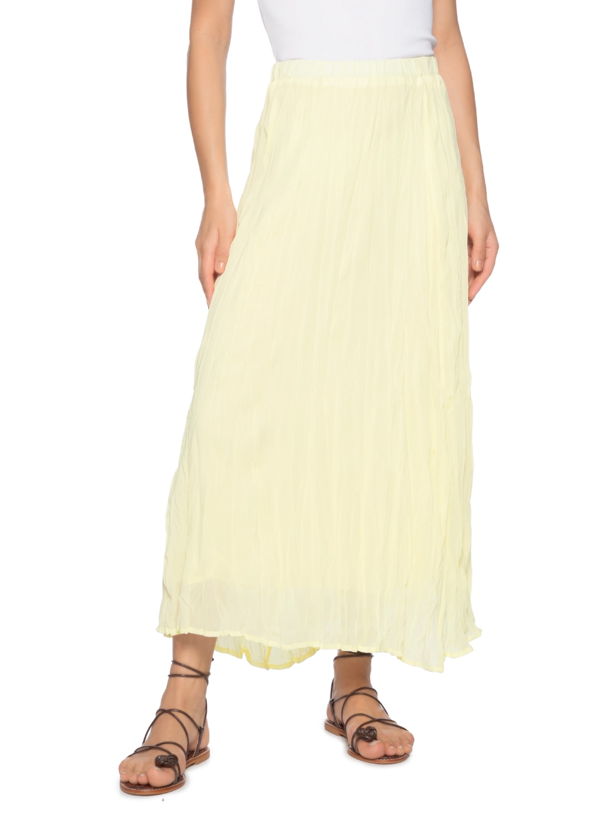 Saia Midi Texturizada Amarelo Basiq