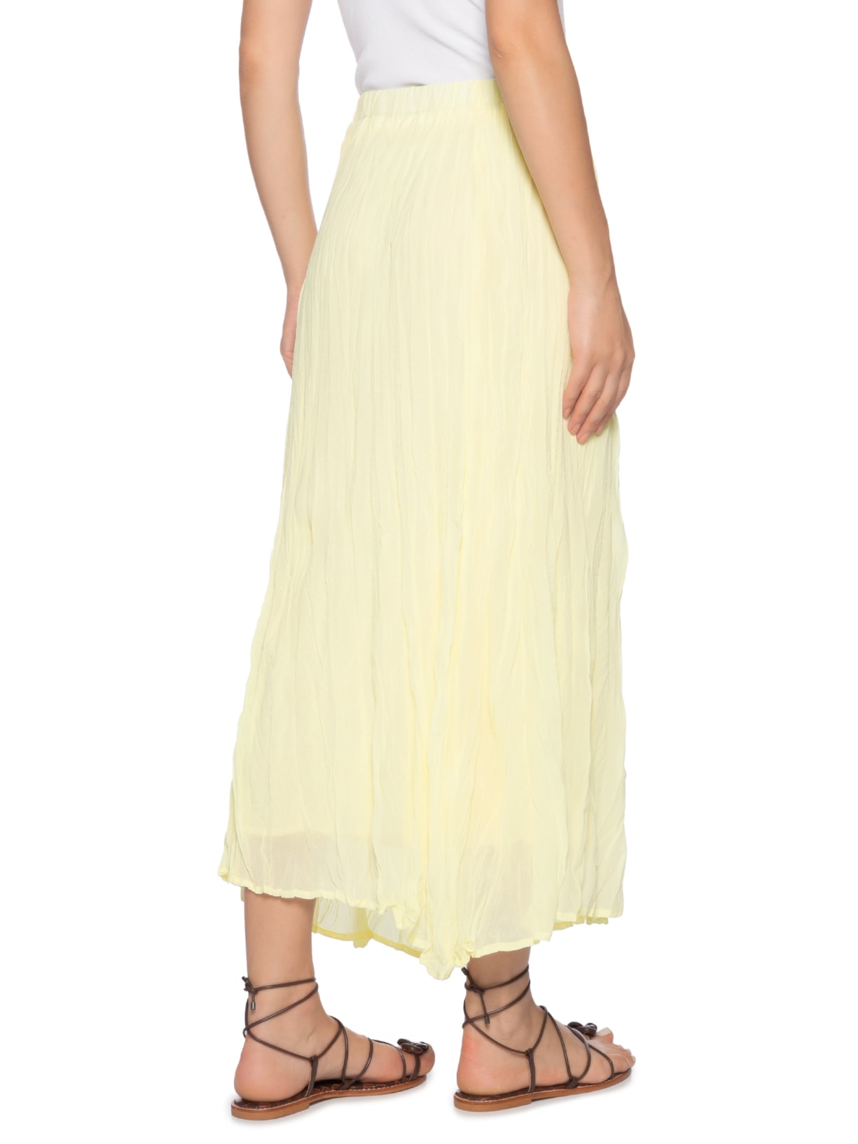 Saia Midi Texturizada Amarelo Basiq