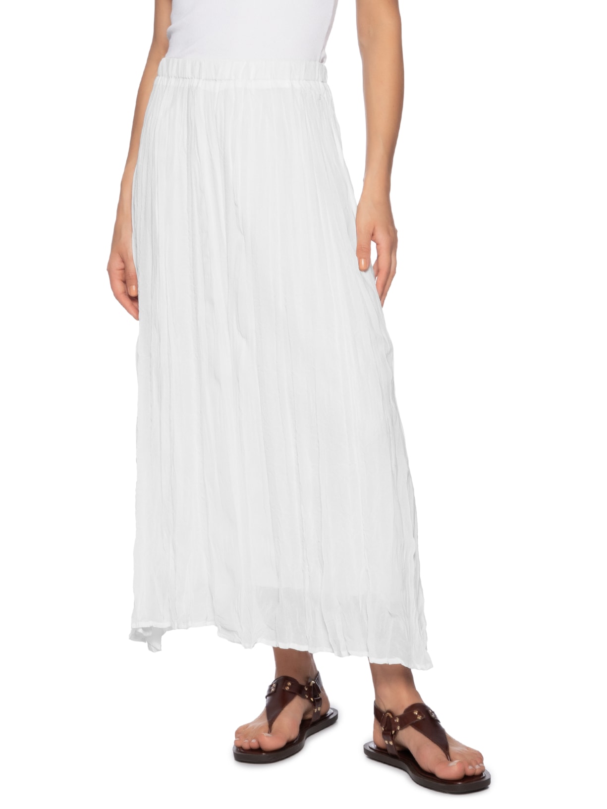 Saia Midi Texturizada Branco Basiq