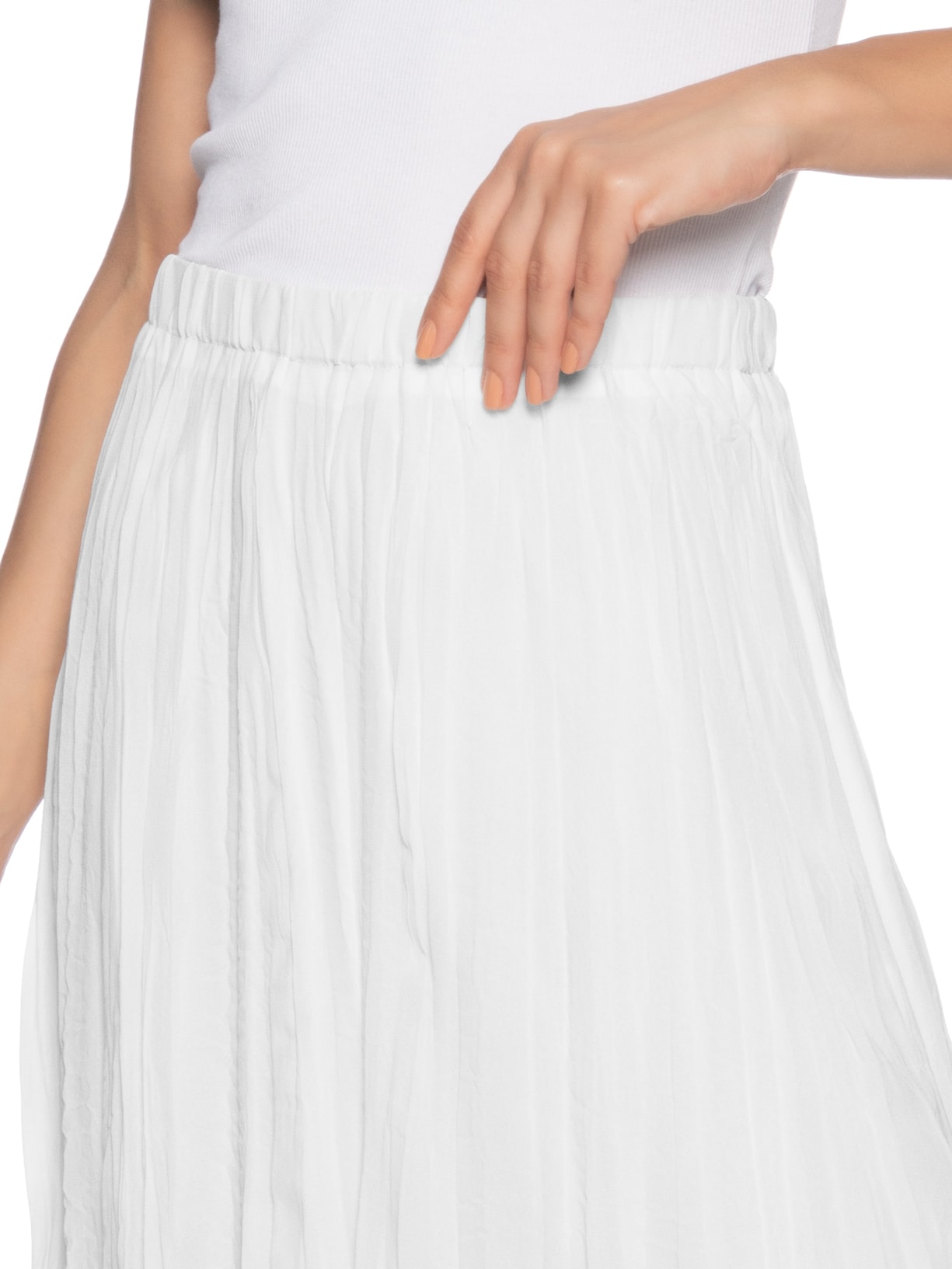 Saia Midi Texturizada Branco Basiq