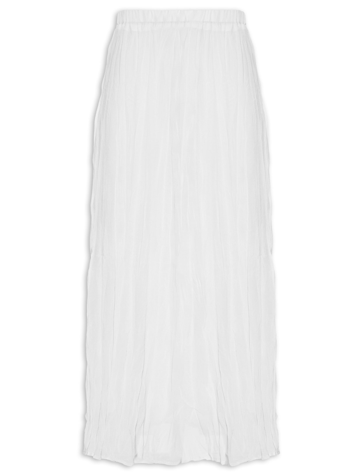 Saia Midi Texturizada Branco Basiq