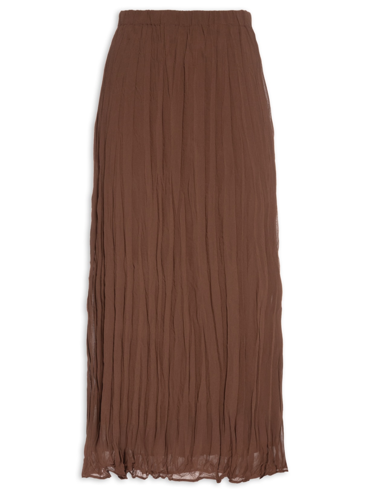 Saia Midi Texturizada Marrom Basiq