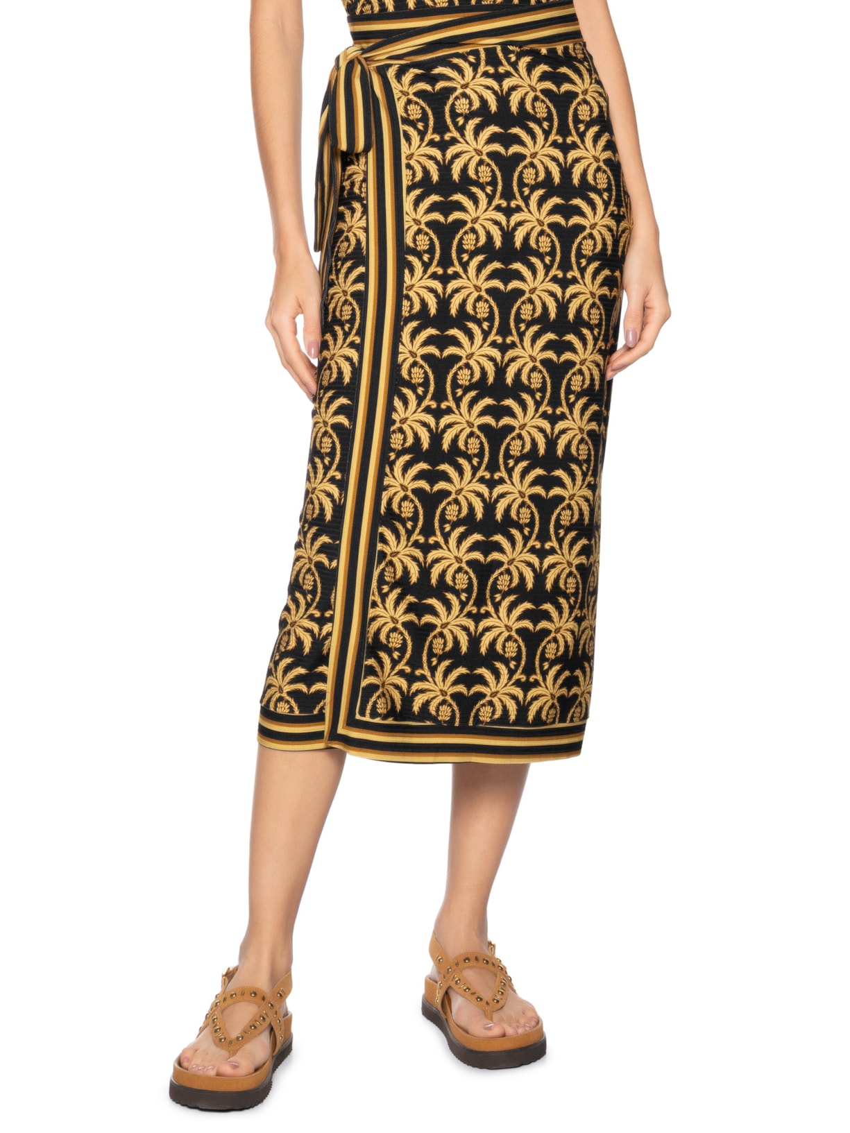 Saia Midi Trancoso Preto Farm