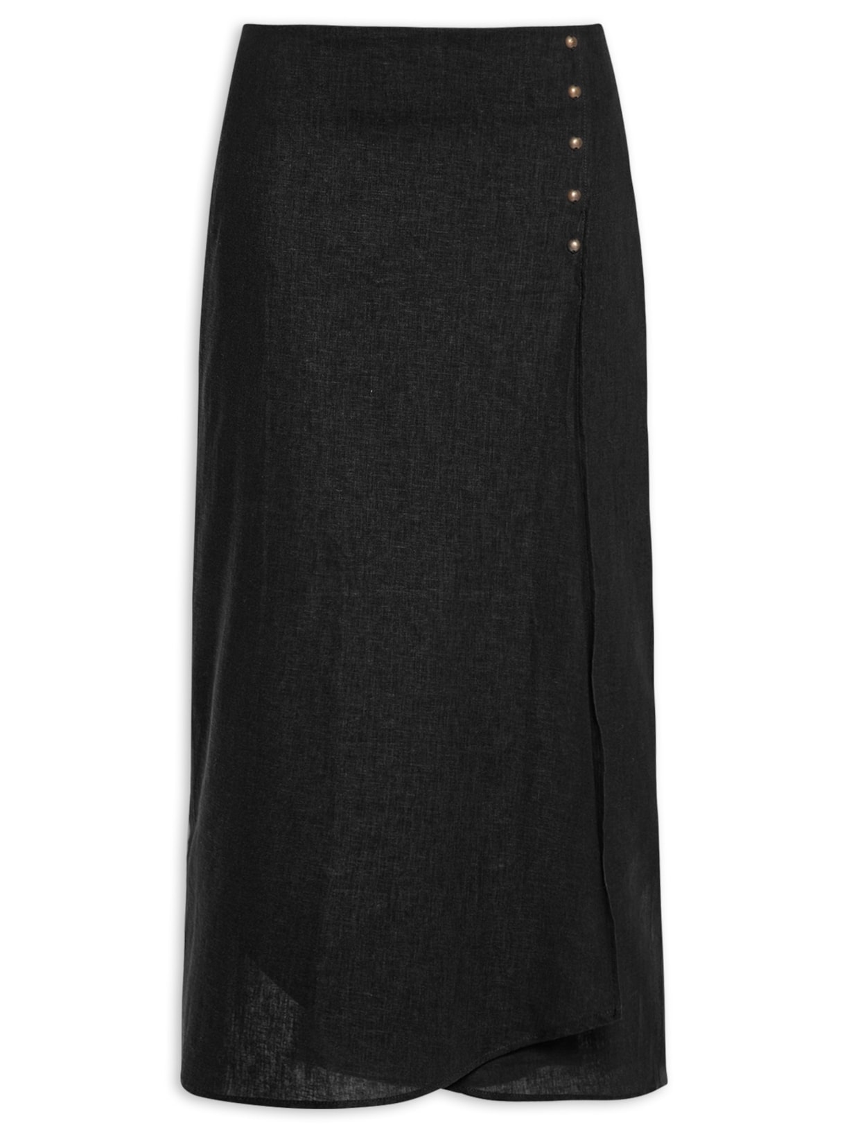 Saia Midi Transpasse Preto Maria Filó