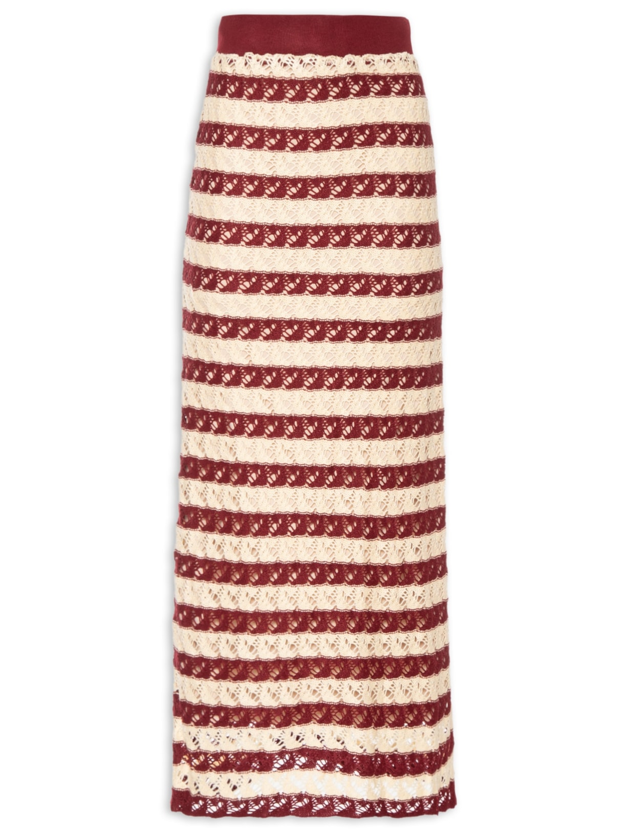 Saia Midi Tricot Bicolor Feminina – Vermelho