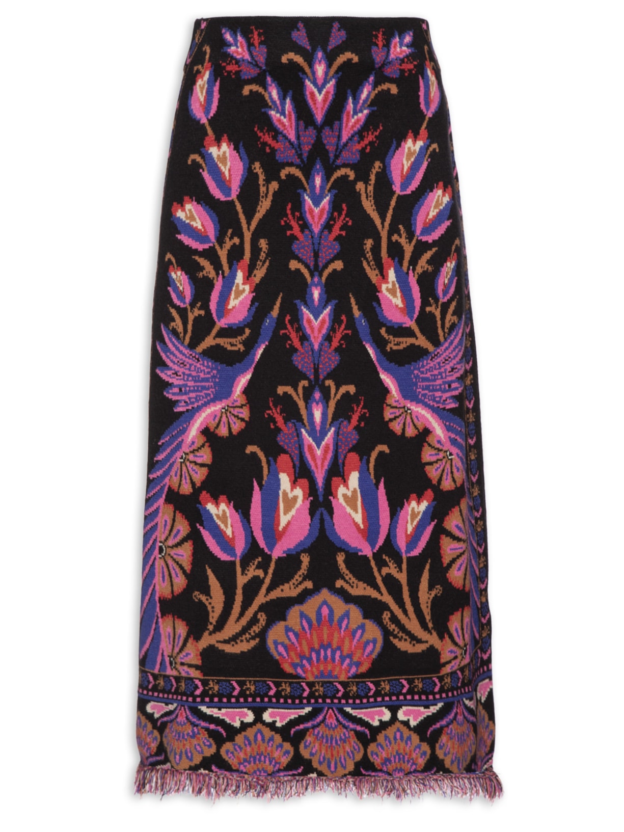 Saia Midi Tricot Boho Lunar - Rosa