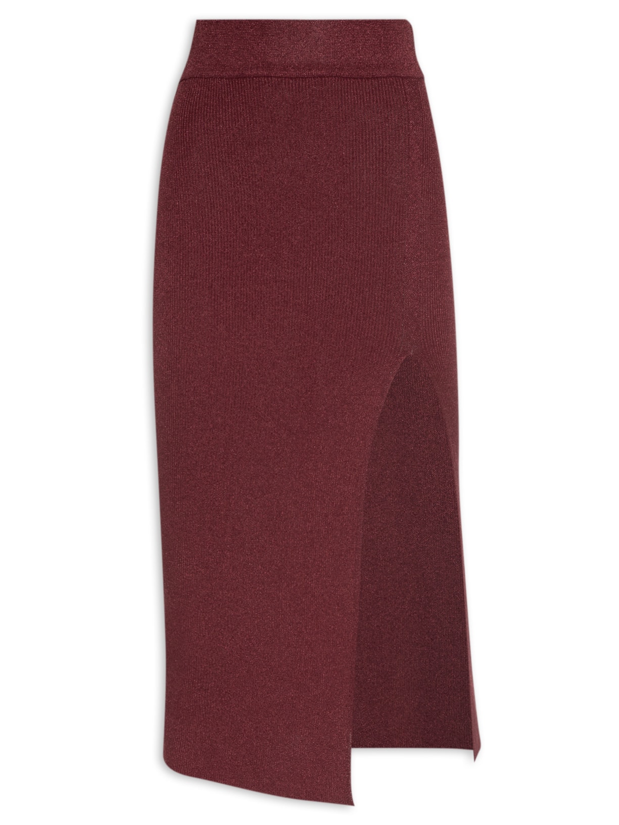 Saia Midi Tricot Canelado Lurex Colors Vinho Animale