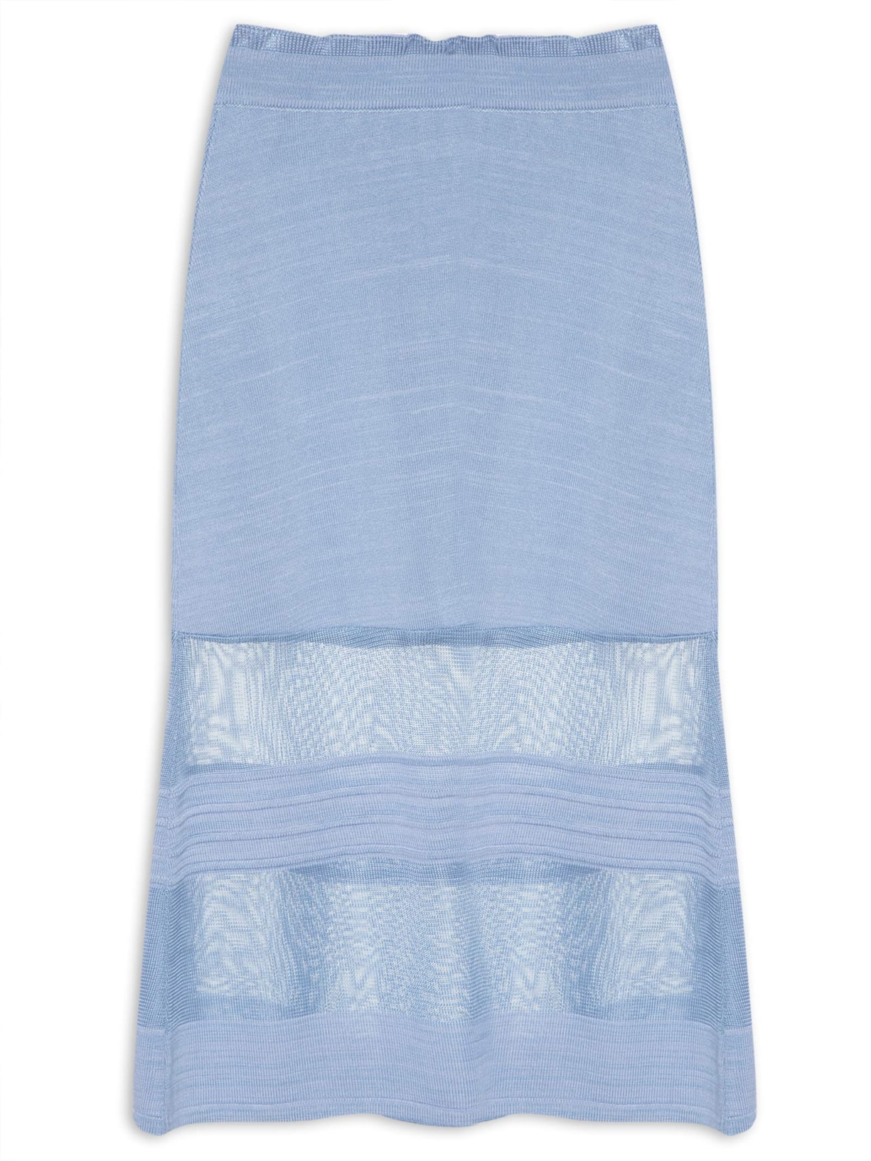 Saia Midi Tricot Faixas - Azul