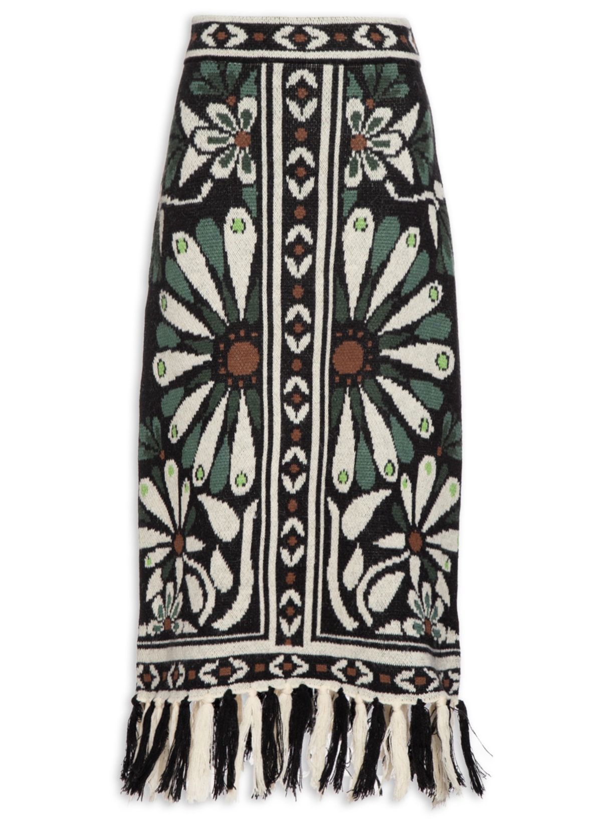 Saia Midi Tricot Florejo - Preto