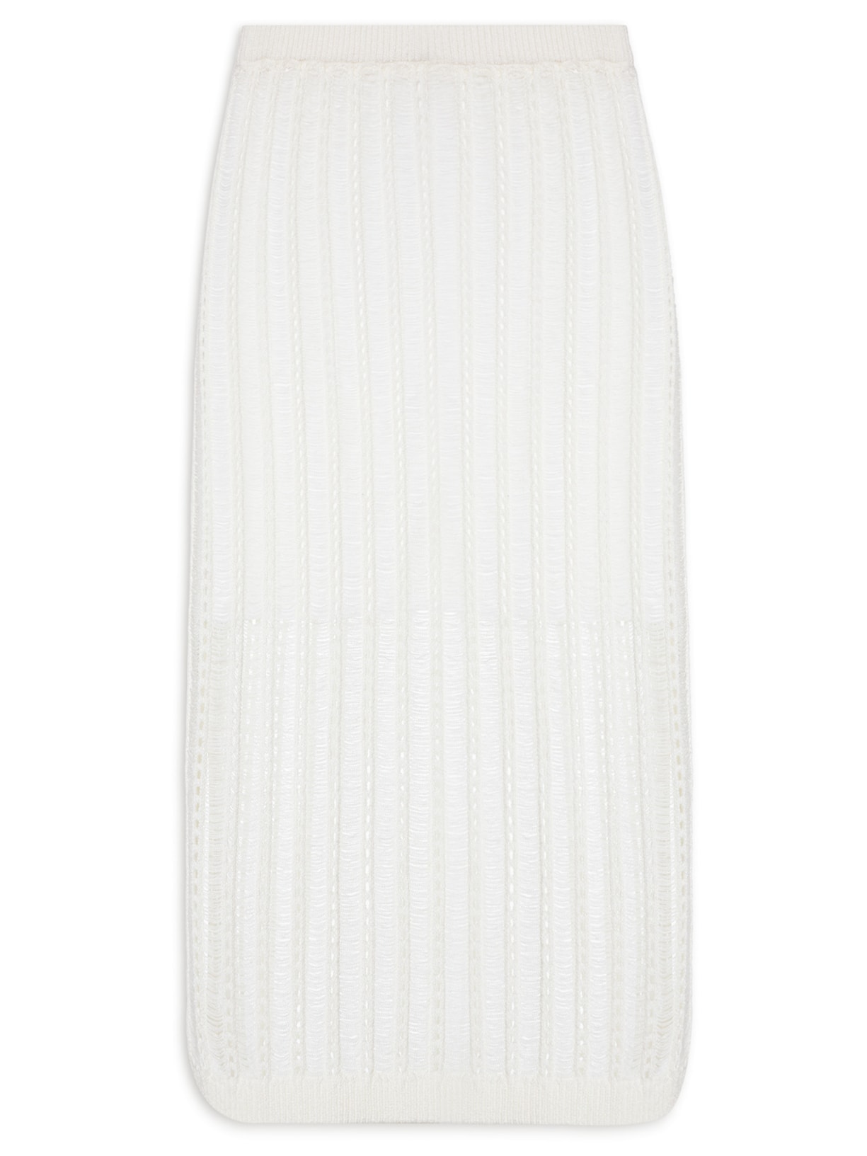 Saia Midi Tricot Ponto Diferenciado - Branco