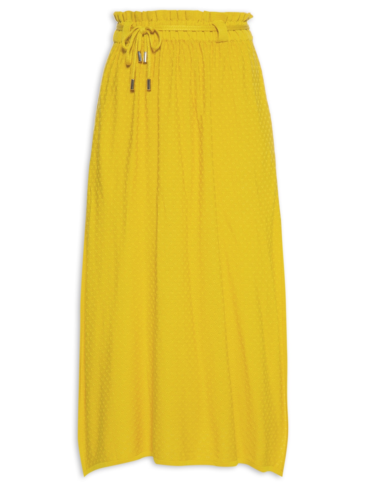 Saia Midi Tricot Textura - Amarelo