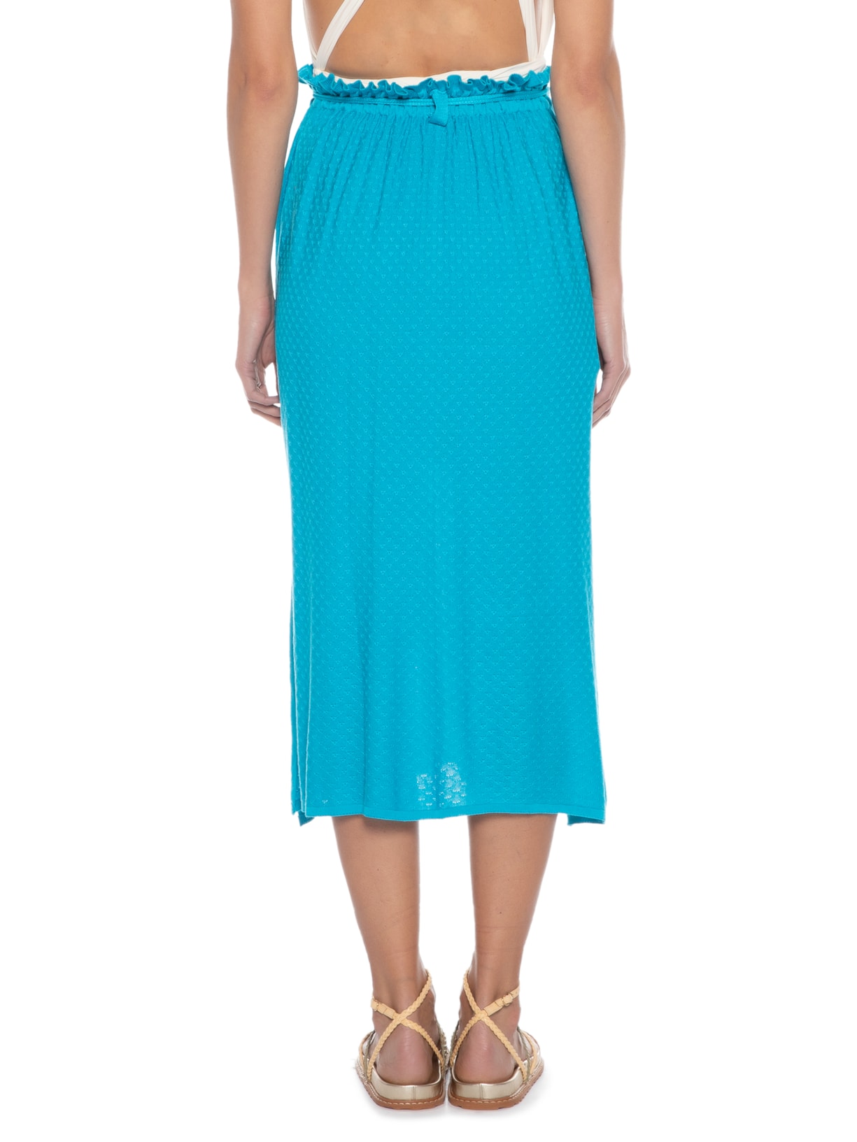 Saia Midi Tricot Textura Azul '2Essential