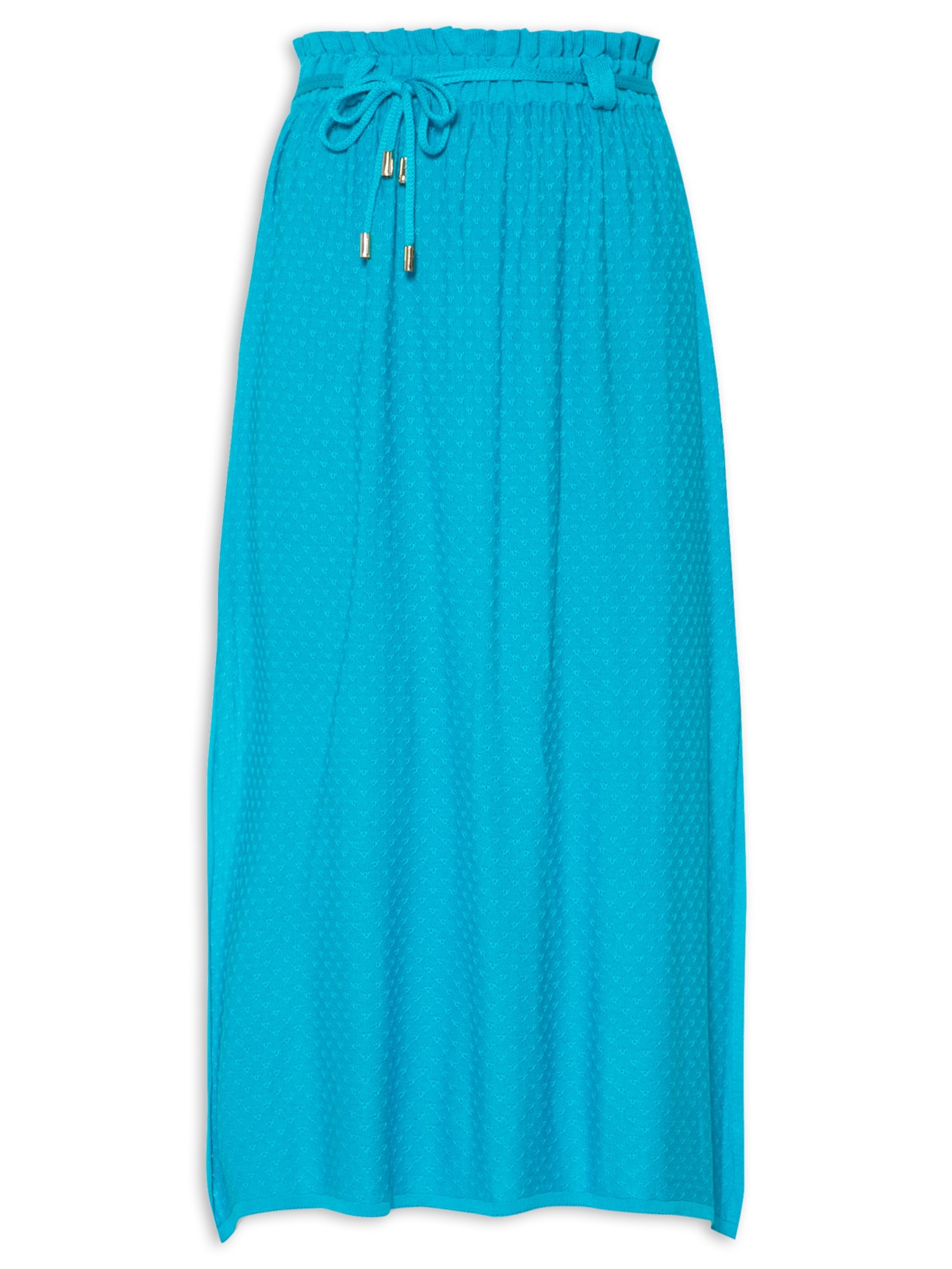 Saia Midi Tricot Textura - Azul