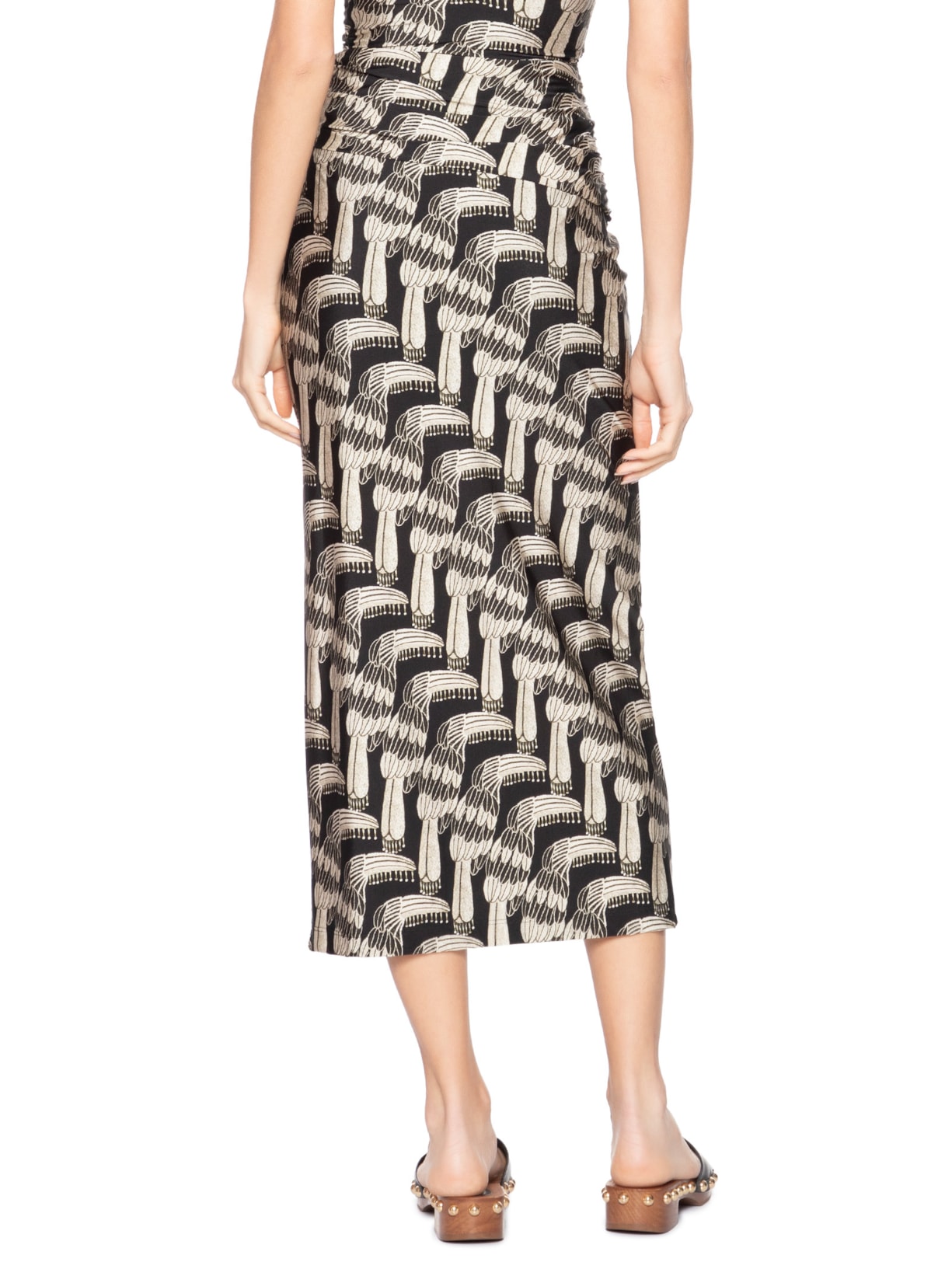 Saia Midi Tucanário Preta Farm