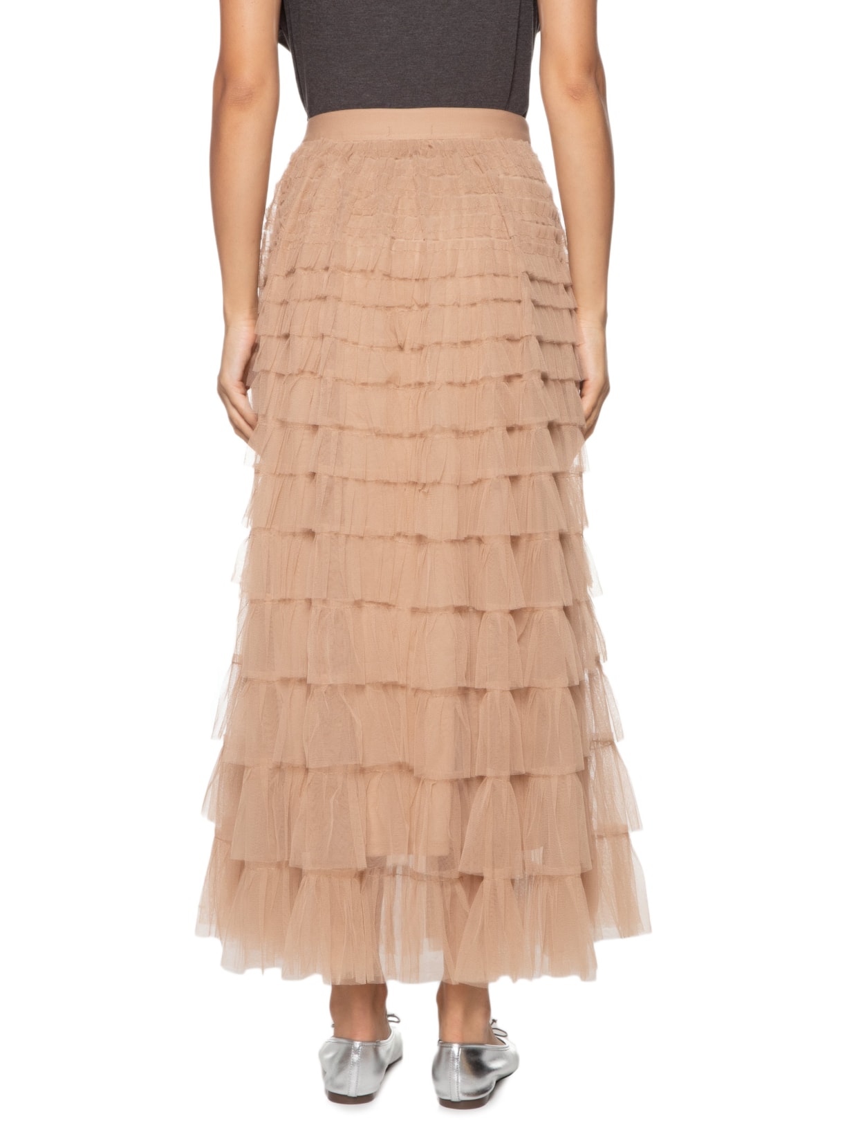 Saia Midi Tule Bege Market 33