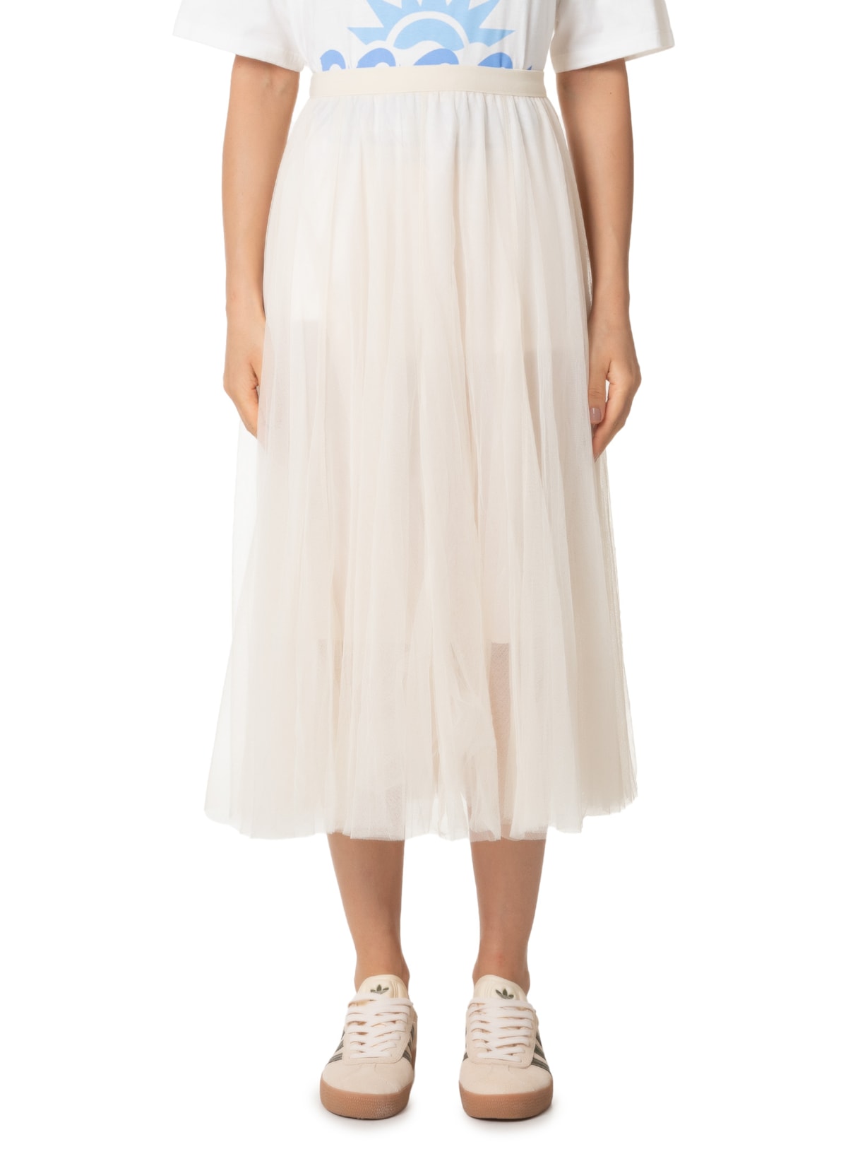 Saia Midi Tule Bege Market 33