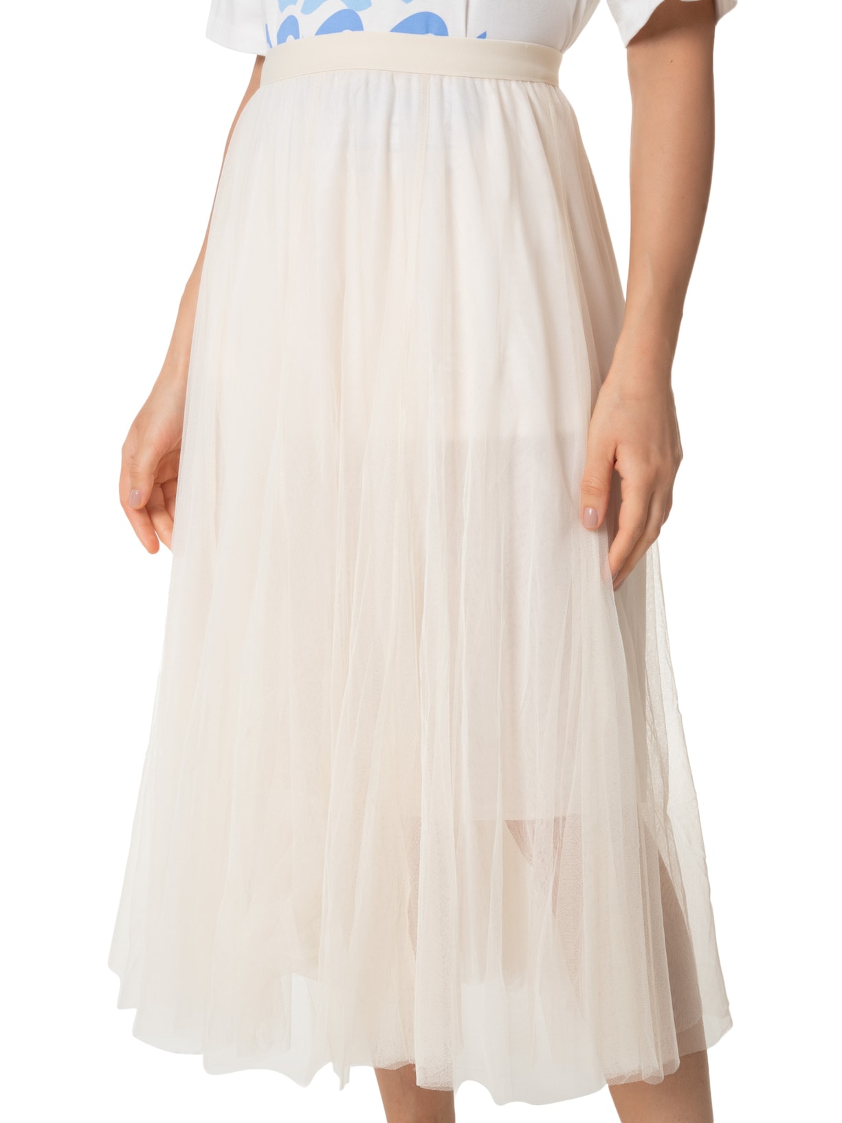 Saia Midi Tule Bege Market 33
