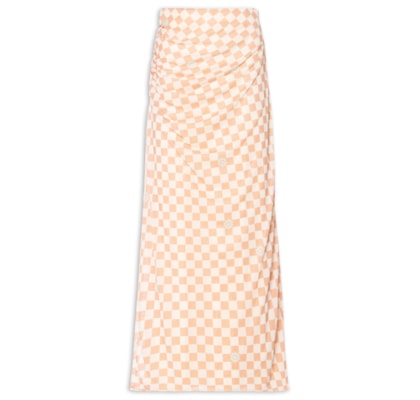 Saia Midi Tule Estampa Mosaico - Bege