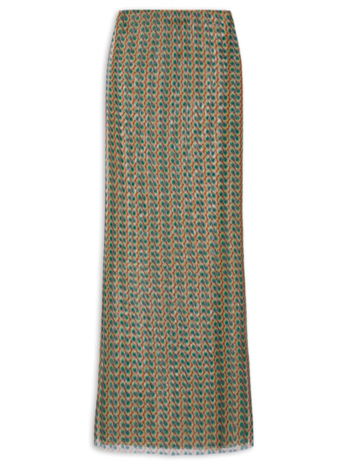 Saia Midi Tule Geo - Verde