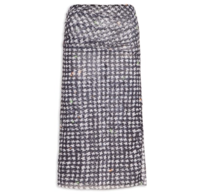 Saia Midi Tule Pied Poule - Preto