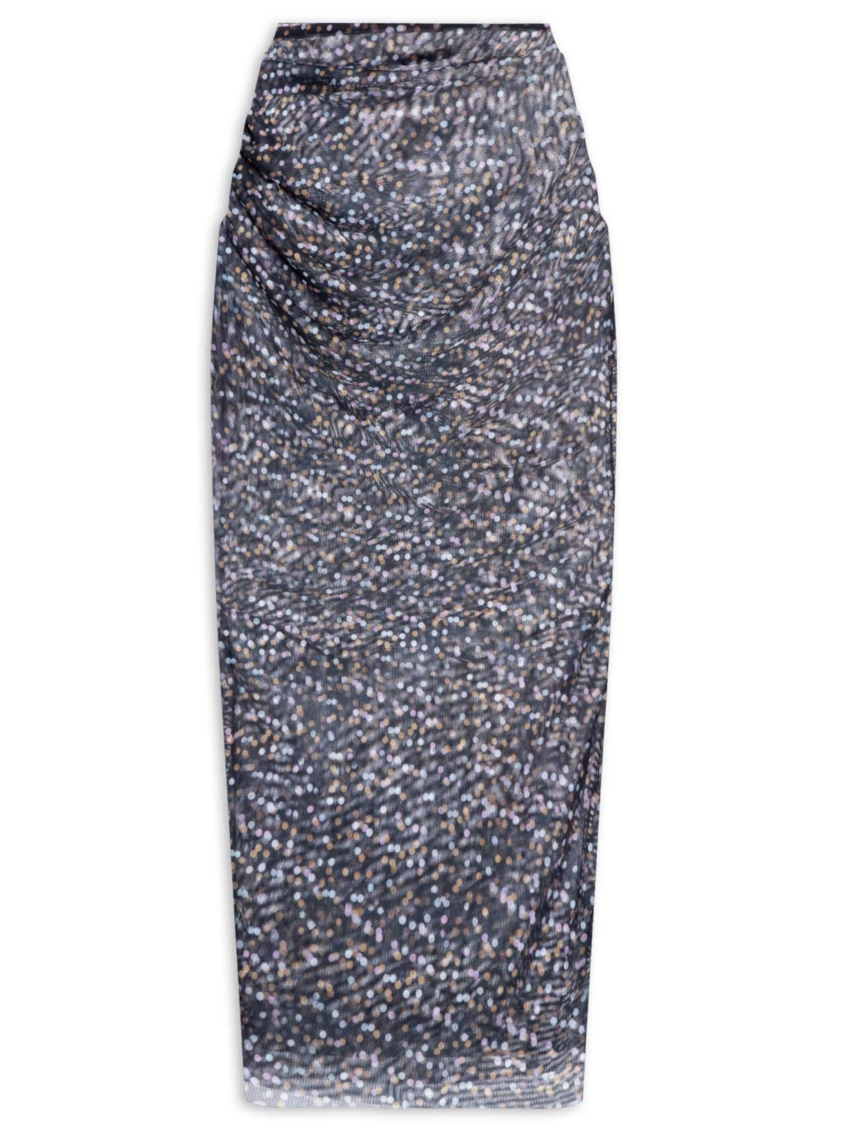 Saia Midi Tule Pois - Preto